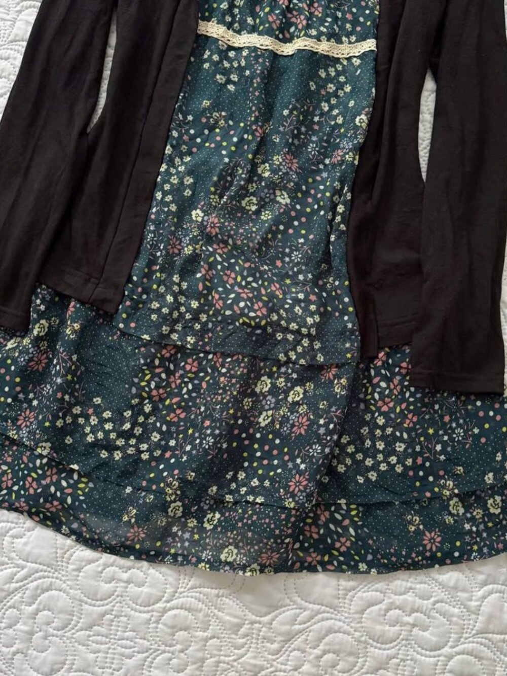 Sweet Lane Floral Layered Dress with Cardigan - Picture 3 of 4